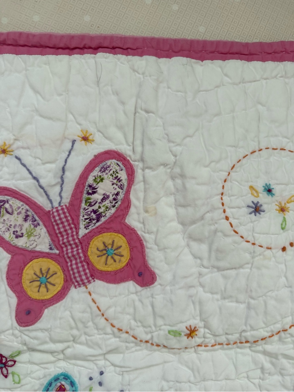 Pottery Barn Kids Crib Butterfly Bedding Set Quilt Sheet Skirt Vintage 2009 - Picture 5 of 11
